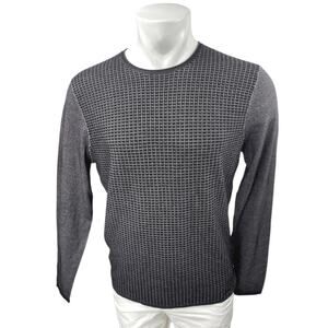 Joop 100% Wool Men's Gray Waffle Knit Long Sleeve Sweatshirt Sweater Top Size L